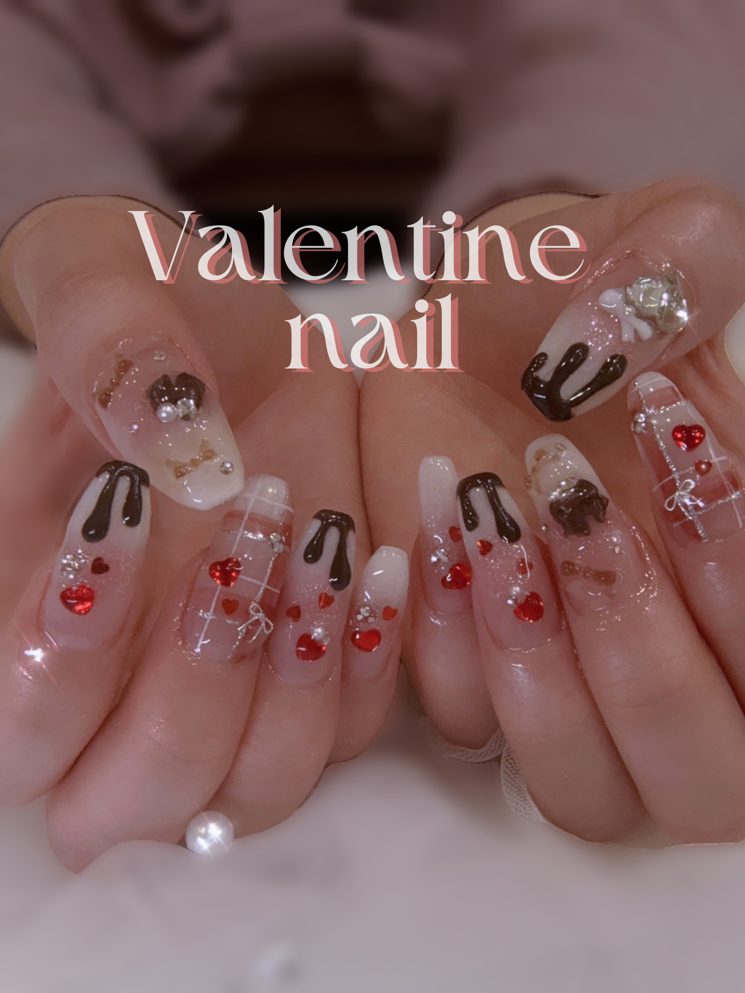 バレンタインネイル
